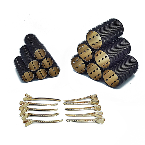 gold metal hair roller