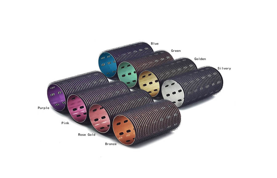 Rouleaux en métal électroplaqué personnalisés Pantone dans un set de coiffure de salon avec garantie de constance de la couleur de la marque