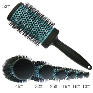 Blue boar bristle ceramic hairbrush
