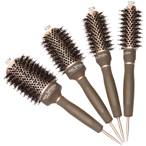 Bruine keramische haarborstel van zwijnenhaar