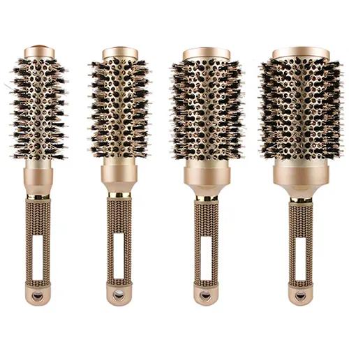 Keramische haarborstel met gouden varkenshaar