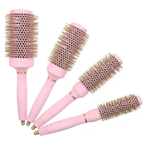 Roze ronde ionische haarborstel