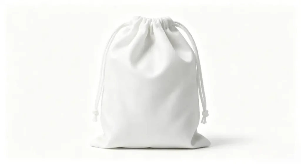 Satin drawstring bag details for hair rollers: standard drawstring length and bag mouth stitching guide